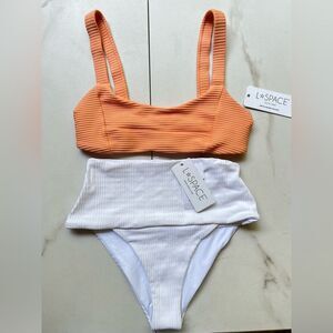 L*Space Orange and White Bikini Set